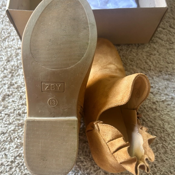 Charming Brown Kids Ruffle Boots - Picture 4 of 5